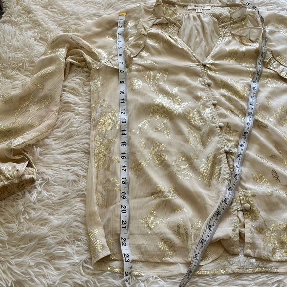 Haver Blair London Boho Top shirt Blouse Tunic Long Sleeve Ivory Pullover MED - Picture 3 of 6